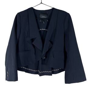 Robert Rodriguez Womens Blazer Jacket Navy Long Sleeve Stretch Pockets Collar 6